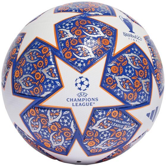 Piłka nożna adidas UCL League Istanbul biało-pomarańczowo-niebieska HU1580
